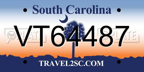 VT64487 South Carolina License Plate