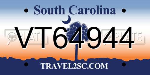 VT64944 South Carolina License Plate