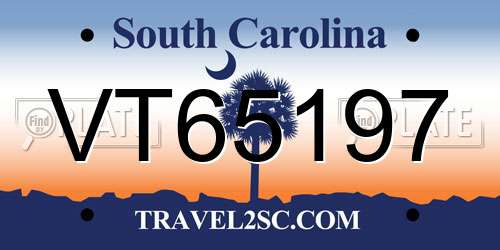 VT65197 South Carolina License Plate