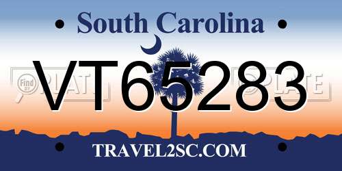 VT65283 South Carolina License Plate