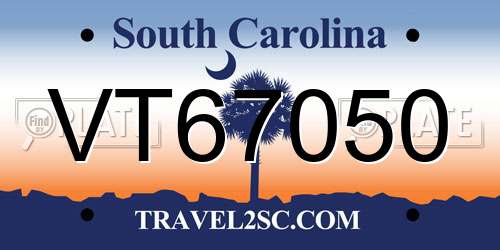 VT67050 South Carolina License Plate