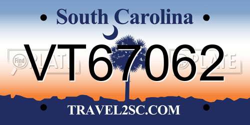 VT67062 South Carolina License Plate