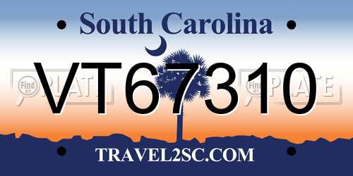 VT67310 South Carolina License Plate