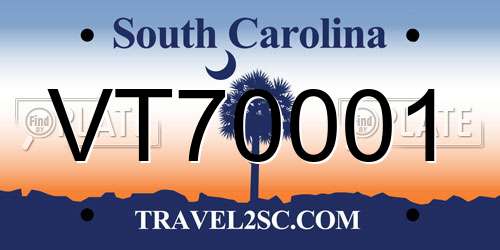 VT70001 South Carolina License Plate