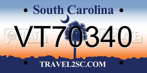 VT70340 South Carolina License Plate