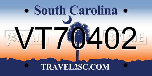 VT70402 South Carolina License Plate