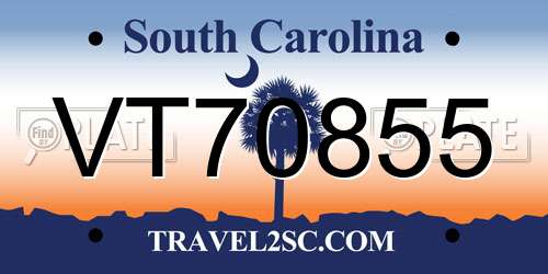 VT70855 South Carolina License Plate