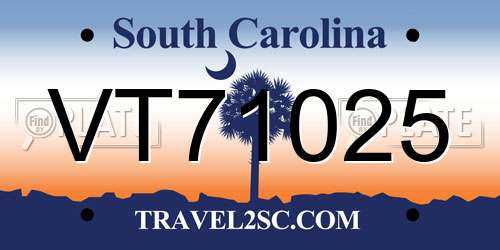 VT71025 South Carolina License Plate