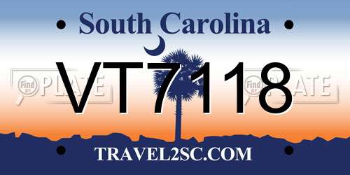 VT7118 South Carolina License Plate