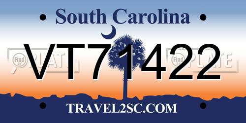 VT71422 South Carolina License Plate