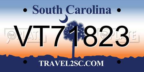 VT71823 South Carolina License Plate