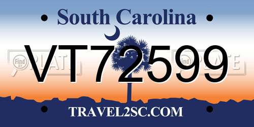 VT72599 South Carolina License Plate