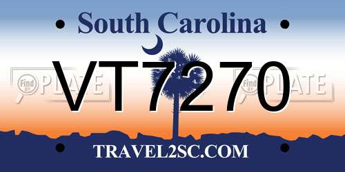 VT7270 South Carolina License Plate