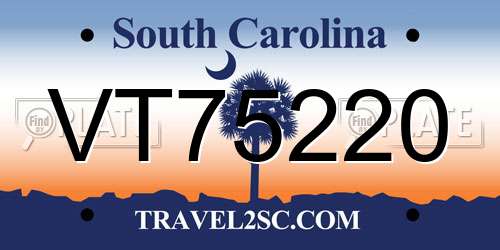 VT75220 South Carolina License Plate