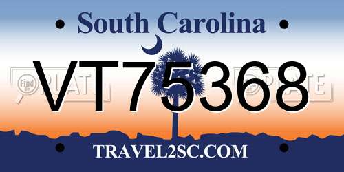 VT75368 South Carolina License Plate