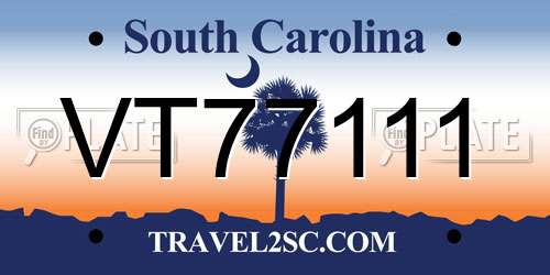 VT77111 South Carolina License Plate