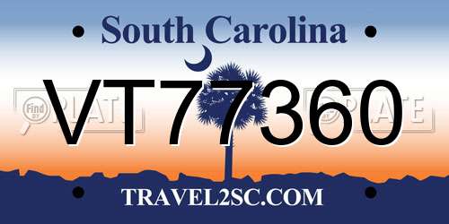 VT77360 South Carolina License Plate