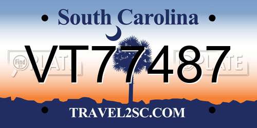 VT77487 South Carolina License Plate