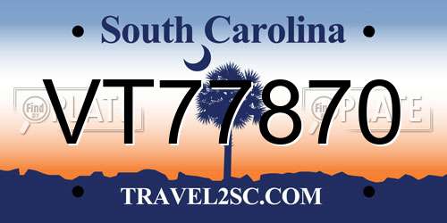VT77870 South Carolina License Plate