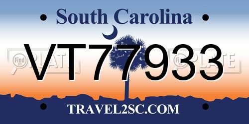 VT77933 South Carolina License Plate