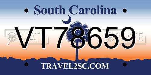 VT78659 South Carolina License Plate