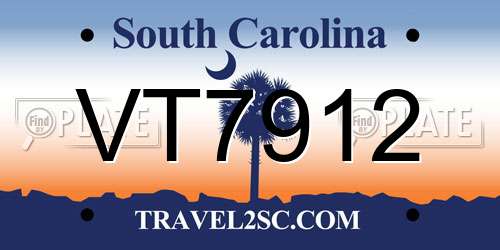 VT7912 South Carolina License Plate