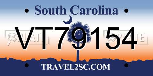 VT79154 South Carolina License Plate