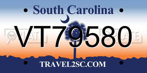 VT79580 South Carolina License Plate