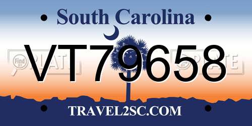 VT79658 South Carolina License Plate