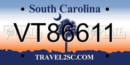 VT86611 South Carolina License Plate