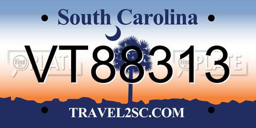 VT88313 South Carolina License Plate