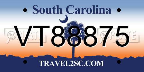 VT88875 South Carolina License Plate