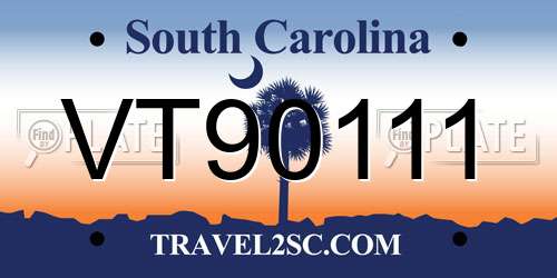 VT90111 South Carolina License Plate
