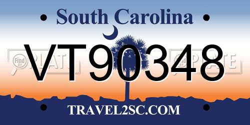 VT90348 South Carolina License Plate