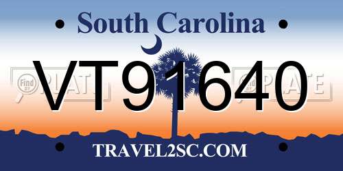 VT91640 South Carolina License Plate