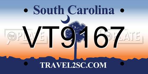VT9167 South Carolina License Plate