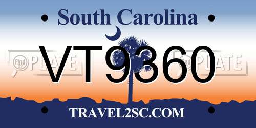 VT9360 South Carolina License Plate