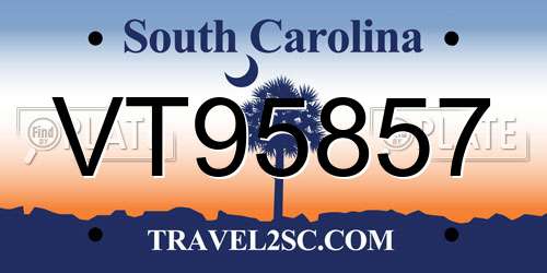 VT95857 South Carolina License Plate