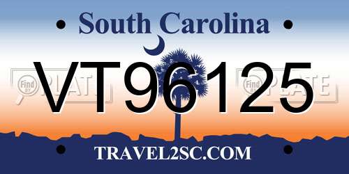 VT96125 South Carolina License Plate