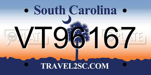 VT96167 South Carolina License Plate