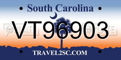 VT96903 South Carolina License Plate