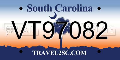 VT97082 South Carolina License Plate