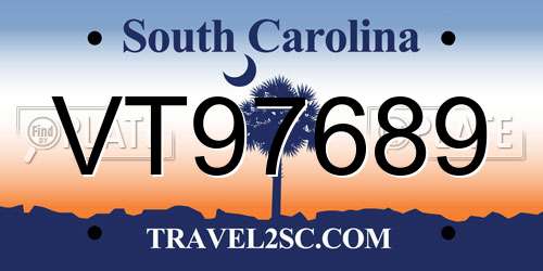 VT97689 South Carolina License Plate