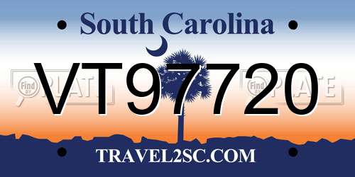 VT97720 South Carolina License Plate