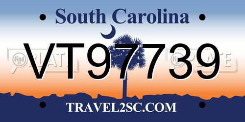 VT97739 South Carolina License Plate