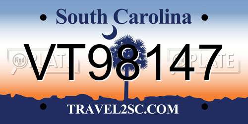 VT98147 South Carolina License Plate