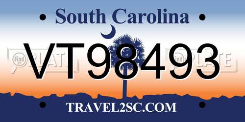 VT98493 South Carolina License Plate