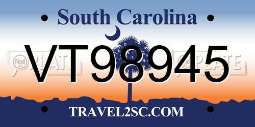 VT98945 South Carolina License Plate