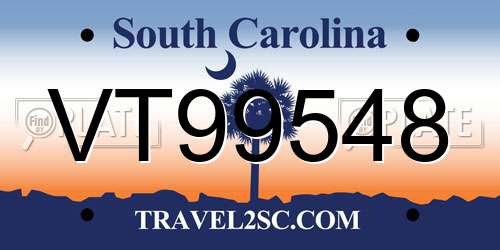 VT99548 South Carolina License Plate