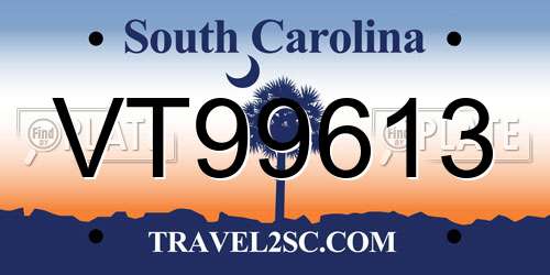 VT99613 South Carolina License Plate